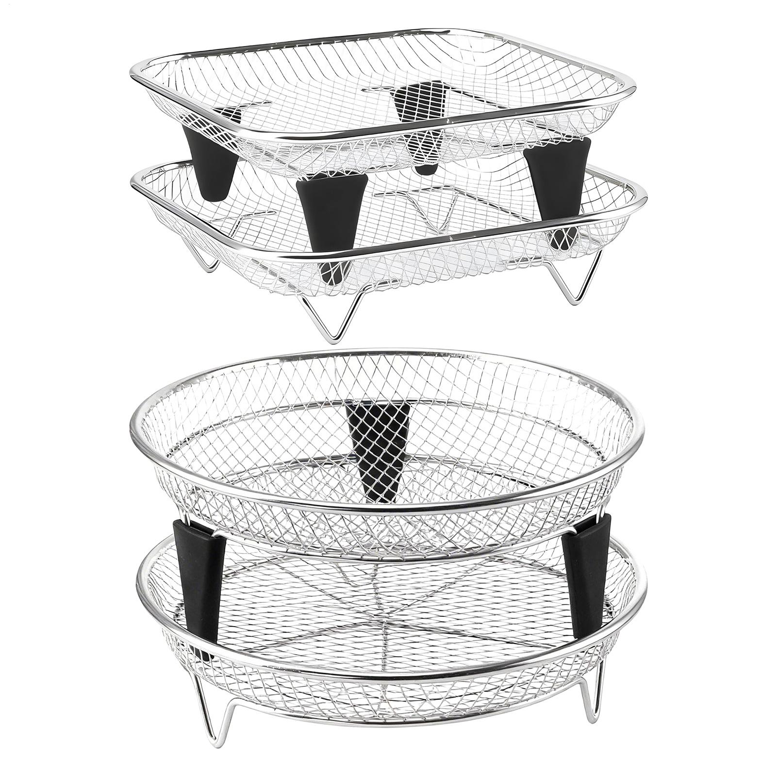 Commercial Kitchen Pots And Pans - Heißluftfritteusen-Korb aus Edelstahl, stapelbare Ablage, 2-teiliges