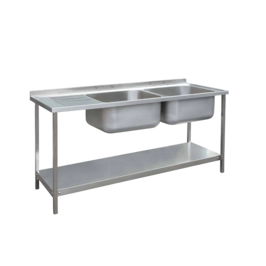 Commercial Kitchen Dishwasher - Kommerzielles Restaurant-Küchenspülbecken, Doppelspüle, Edelstahl, Spülmaschinenplattform aus