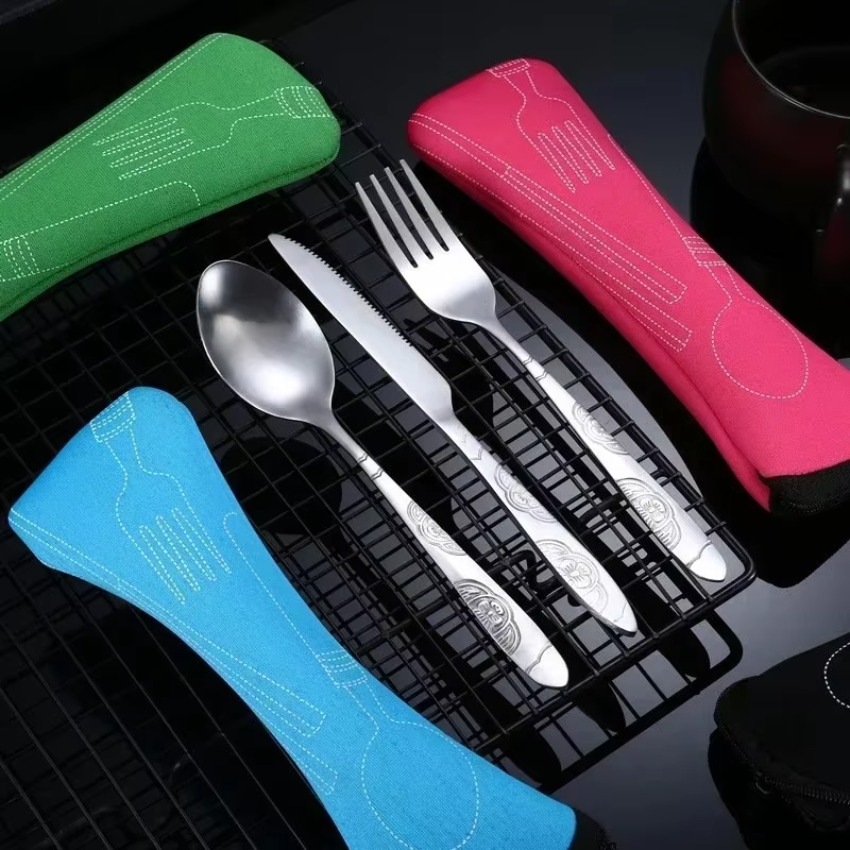 Commercial Kitchen Knives - 3-teiliges tragbares Reisebesteck aus Edelstahl im