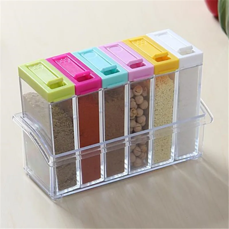 Commercial Kitchen Items - Transparente Gewürz-Gewürzbox mit sechs Gittern, sechsteiliges