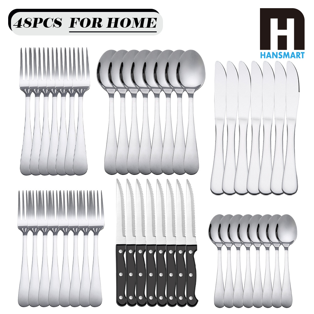 Commercial Kitchen Knives - KOOMADE 48-teiliges Besteckset aus Edelstahl, Steakmesser