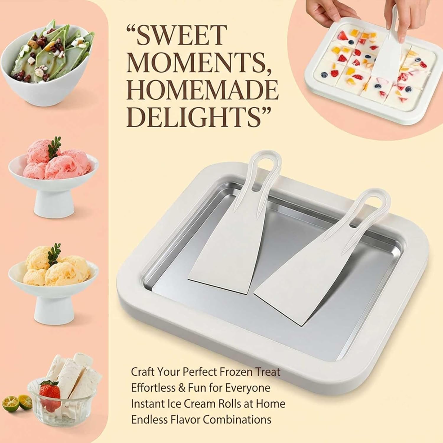 Commercial Kitchen Pots And Pans - Haushalts-Eismaschine mit 1 Schaber, Sofort-Eisrolle-Maker, DIY