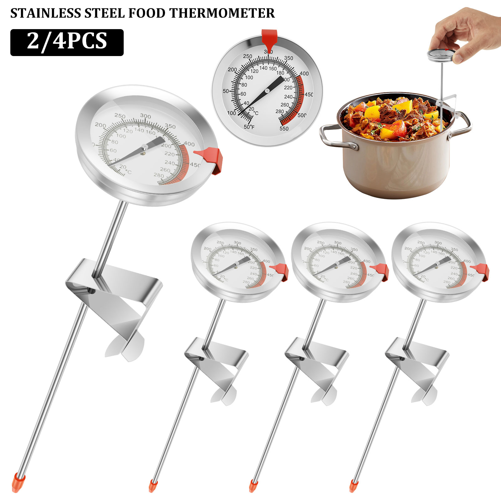 Commercial Kitchen Pots And Pans - 2 Stück/4 Stück Küchenthermometer aus Edelstahl