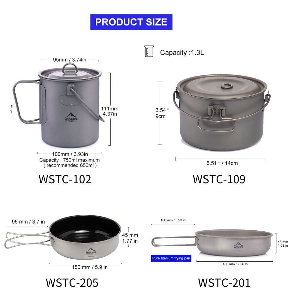 Wideea Camping Geschirr Titan  – Commercial Kitchen Pots And Pans Bewertung und Preis